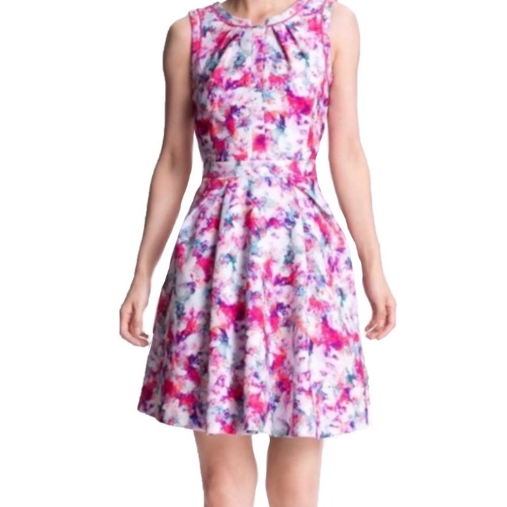 McGinn Watercolor Floral Dress Pink Size 4 Cut Out